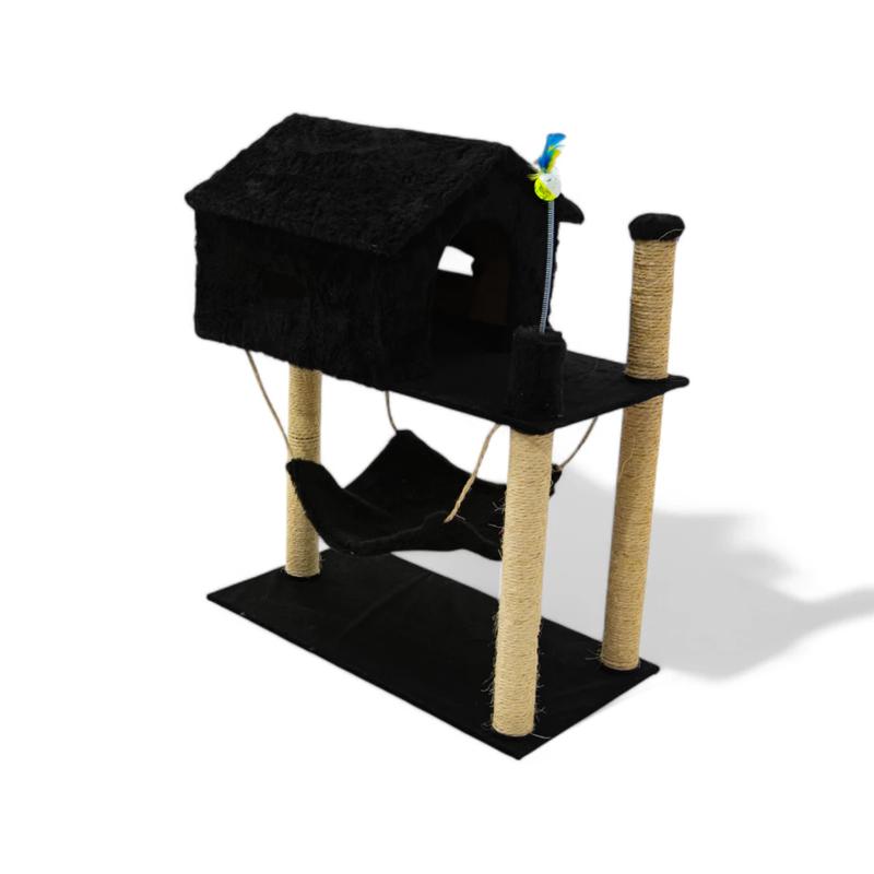 Arranhador Para Gatos De Luxo Com 2 Andares Casinha Toca e Sisal Brinquedos e Playground