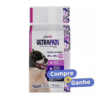 Tapete Higiênico com Aroma de Lavanda para Cães Ultra Pads 80x60cm  -  30 und