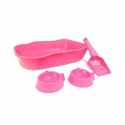 Kit de Bandeja DuraPets Single Rosa para Gatos