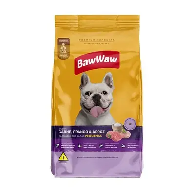 Ração Baw Waw para cães adultos raças pequenas sabor Carne, Frango e Arroz - 10.1kg