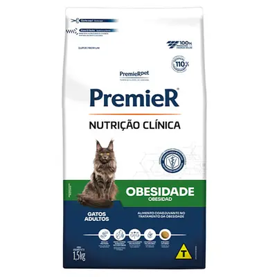 Ração Premier Nutrição Clínica Obesidade Gatos Adultos 1,5kg