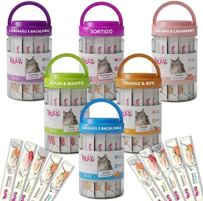 Petisco para Gato Truly Creamy Churu Cremoso Pote 30 Tubetes