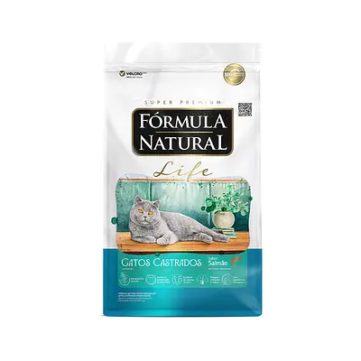 Ração Fórmula Natural Life para Gatos Adultos Castrados Sabor Salmão