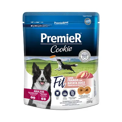Biscoito Premier Cookie Fit para Cães Adultos Sabor Frango com Batata Doce 250g