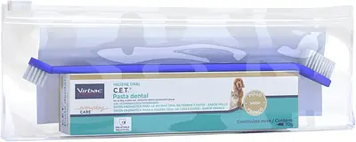 Virbac Kit Saúde Oral Limpeza e Manutenção da Higiene Oral para Cães e Gatos (necessaire+pasta+folheto)