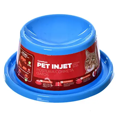 Comedouro Pet Injet Postura Correta Gato Azul