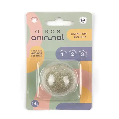 Brinquedo Gatos Bolinha Catnip Maciça 14gr Oikos