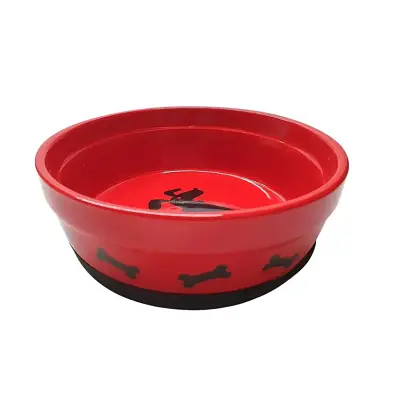 Comedouro Cães The Pets Porcelana Vermelho/Preto 500ml