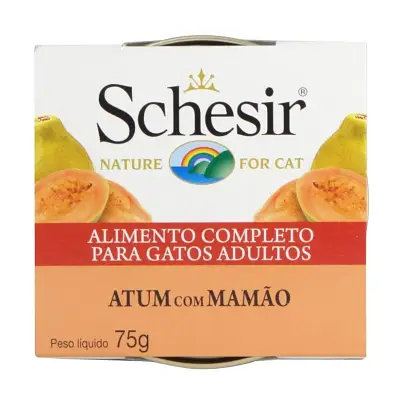Ração Úmida Schesir Patê Gatos Atum com Mamão 75g