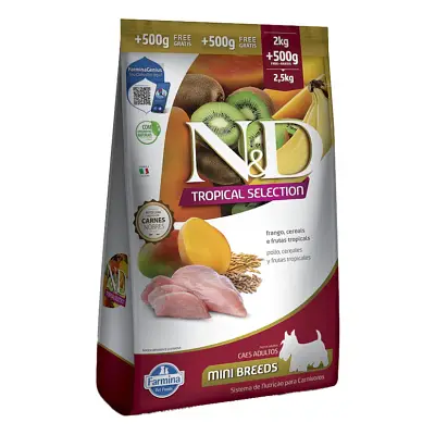 Ração ND Tropical Selection Para Cães Adultos Mini Frango Leve 2,5 e Pague 2kg