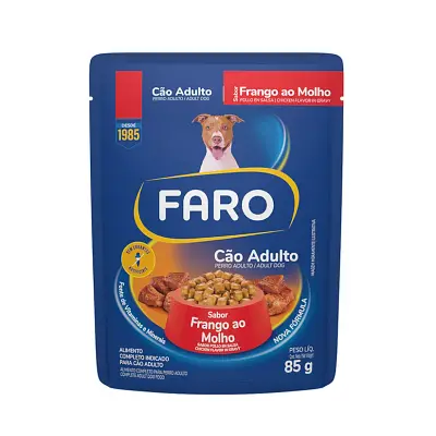 Ração Úmida Faro para Cães Adultos Sabor Frango Sachê 85g