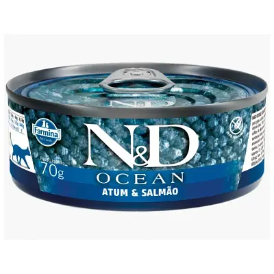 Ração Úmida Gatos Adultos Atum E Salmão Lata 70Gr