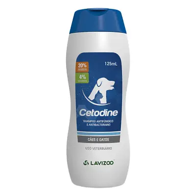 Shampoo Para Cães e Gatos Antibactericida Cetodine Lavizoo 125ml
