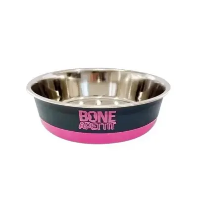 Comedouro Cães The Pets Inox Bone Apettit Rosa 850ml