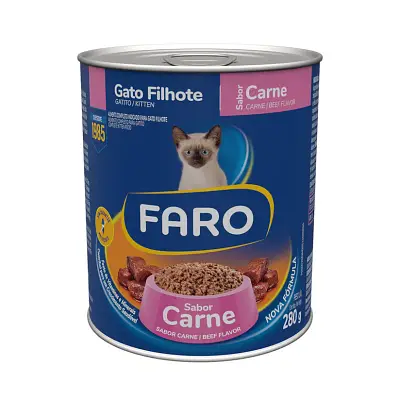 Patê Faro para Gatos Filhotes Sabor Carne Lata 280g