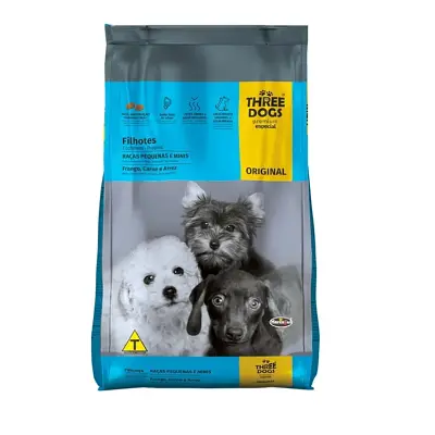 Ração Cães Three Dogs Original Filhotes Raças Pequenas e Mini 15kg