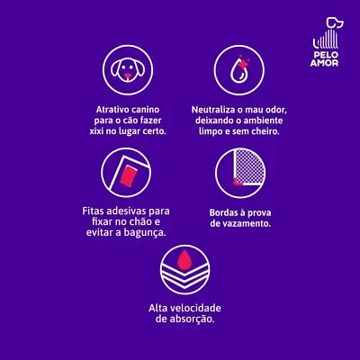 Tapete Higiênico para Cães Pelo Amor 60x80cm 30 unidades