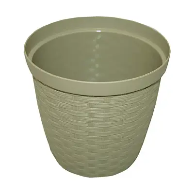 Cachepô Rattan Cinza Taupe Okla 1,7L
