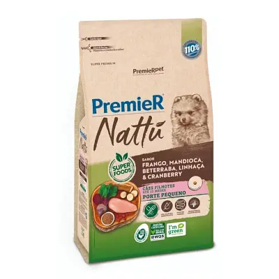 Ração Premier Nattu Cães Filhotes Pequeno Porte Frango e Mandioca 1kg
