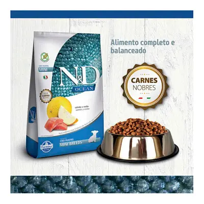 Ração N&D Ocean Cães Filhotes Raças Pequenas Salmão e Melão 800g