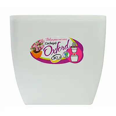 Vaso Okla Oxford Quadrado Branco para Jardim