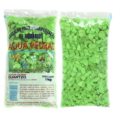 Substrato Para Aquários Aqua Pedras Cascalho de Quartzo Natural N02 Verde Fluorescente
