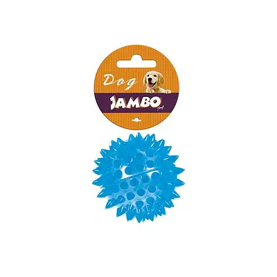 Brinquedo Jambo Bola Espinho TPR com Som Azul para Cães