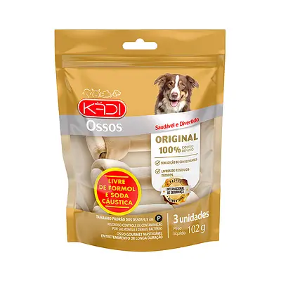 Osso Kadi para Cães Nó sabor Natural Pequeno 3un