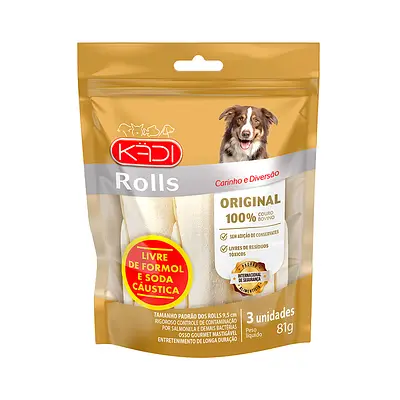 Osso Kadi para Cães Roll sabor Natural 3un