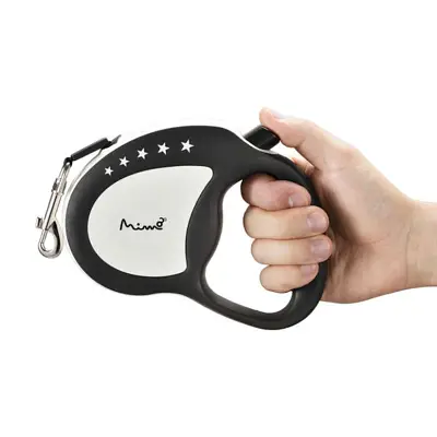 Guia Retrátil Cães Mimo Runner Emborrachada Até 20kg Preto