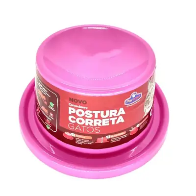 Comedouro Pet Injet Postura Correta Gato Rosa