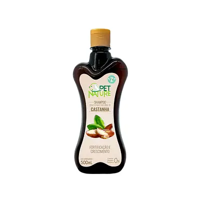 Shampoo Pet Nature Petbrilho Vegano Fortificação e Crescimento Castanha para Cães 500 ml