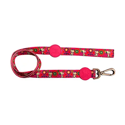 Guia Zooz Pets Snoopy Pink Flower para Cães Tamanho G