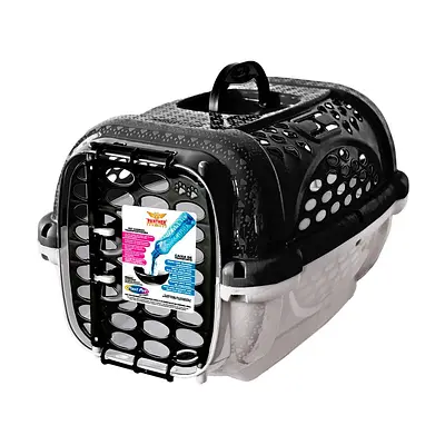 Caixa de Transporte Panther Pop Plast Pet Preta para Cães e Gatos
