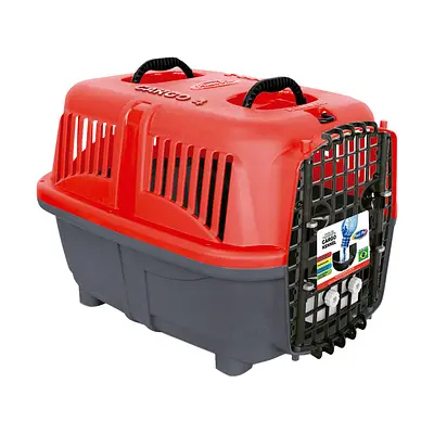 Caixa de Transporte Plast Pet Cargo Kennel Vermelha para Cães e Gatos