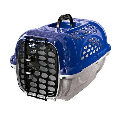 Caixa de Transporte Panther Pop Plast Pet Azul para Cães e Gatos
