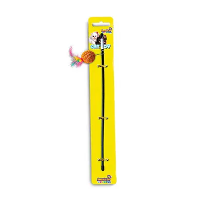 Brinquedo American Pets Cat Toy Bolinha com Penacho e Haste para Gatos