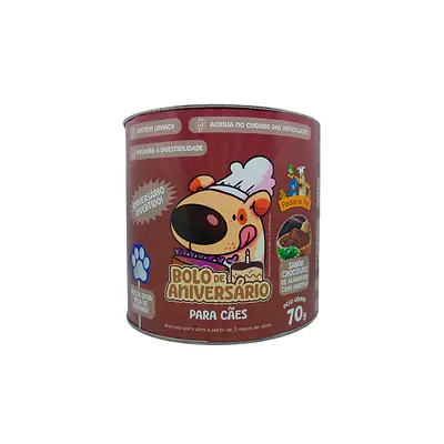 Bolo de Aniversário Padaria Pet para Cães Sabor Chocolate 70g