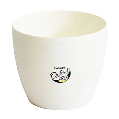 Vaso Okla Oxford Redondo Baixo Branco para Jardim - 700 ml
