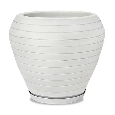 Vaso Vasart Relevo Bojudo Antique Branco 34x40cm