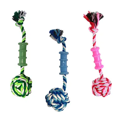 Brinquedo Napi Mordedor Corda Cilindro e Bola para Cães - Cores Sortidas