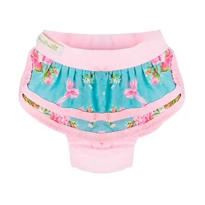 Calcinha Bonito pra Cachorro Babado Floral Rosa para Cães