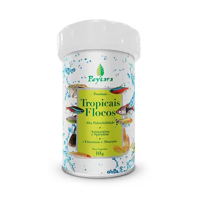 Alimento Poytara para Peixes Tropicais Flocos