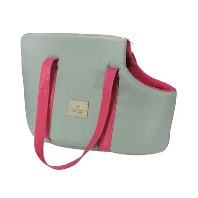 Bolsa de Transporte Bonito pra Cachorro Passeio Cinza e Rosa para Cães
