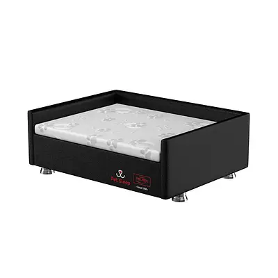 Conjunto Cama Box Pet Sleep Pelmex Luxo Preto e Branco para Cães e Gatos