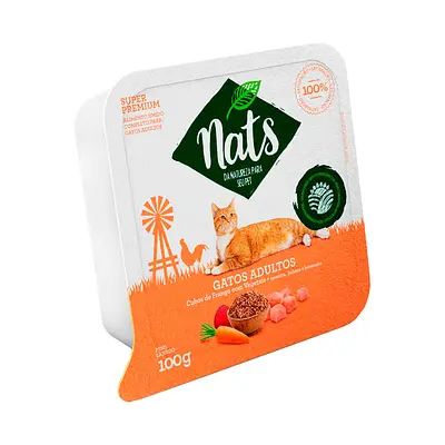 Ração Úmida Nats para Gatos Adultos Sabor Cubos de Frango com Vegetais 100 g