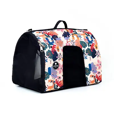 Bolsa de Transporte I Love Pet Floral Baunilha para Cães e Gatos - P