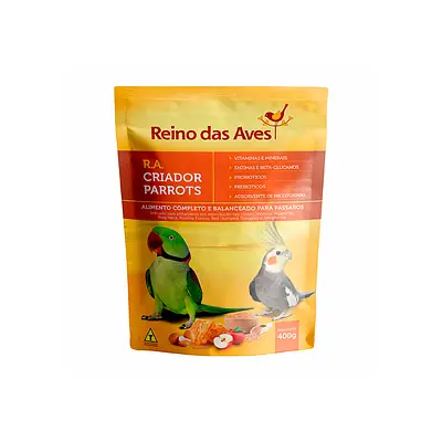 Ração Reino das Aves Farinhada Criador Parrots para Pássaros