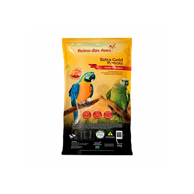 Ração Reino das Aves Extra Gold Parrots para Pássaros
