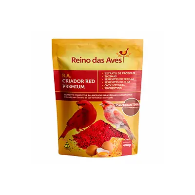 Ração Reino das Aves Farinhada Criador Red Premium para Pássaros - 400g